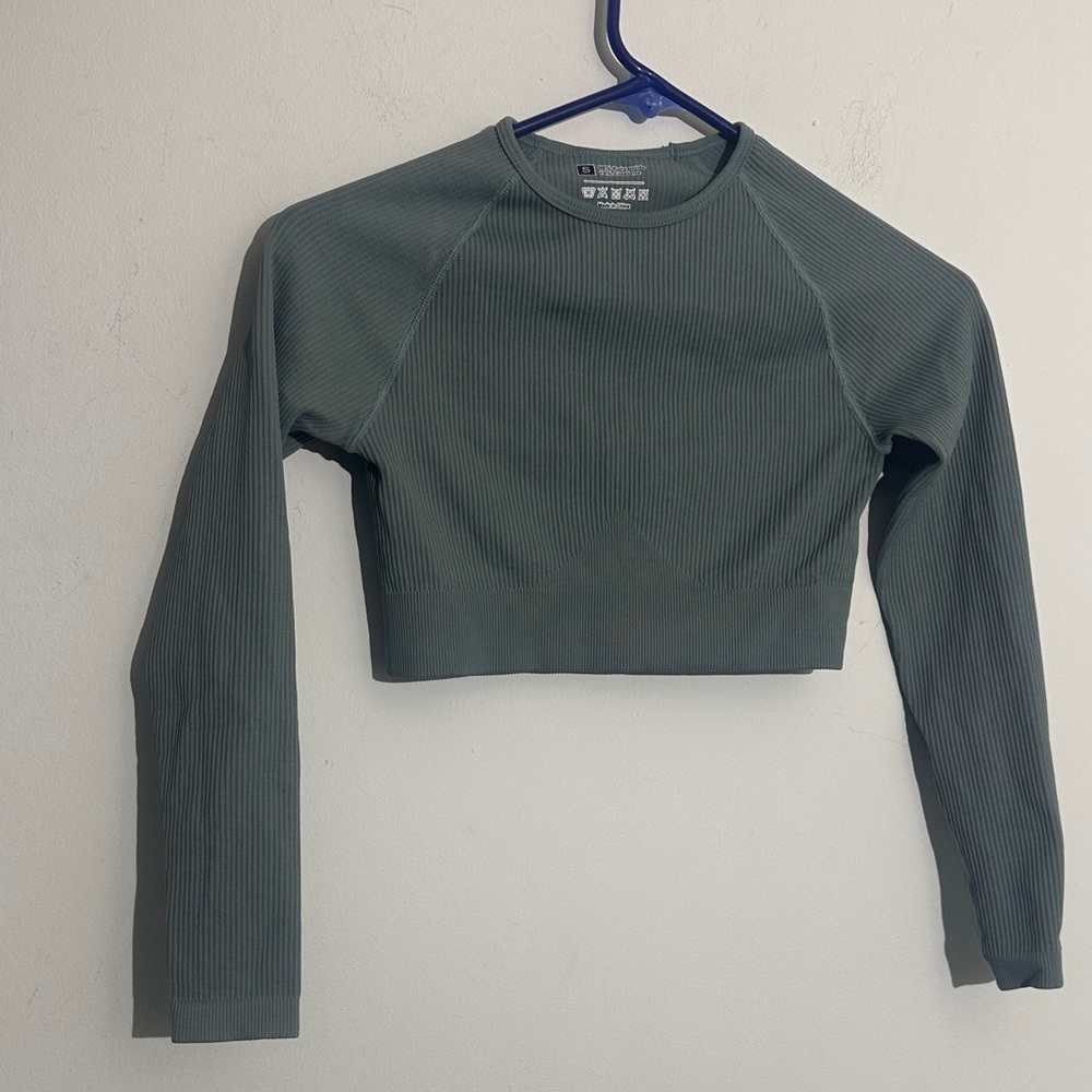 lululemon athletica Ribbed Long Sleeve Crop Top - Green